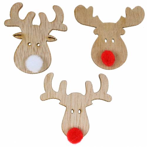 Teste di alce decorative sparse in legno 4,5 cm 36 p