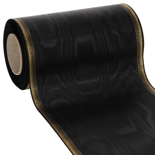 Elegante nastro a corona moiré, 175 mm nero con bordo perlato e trama in taffetà, nastro decorativo per fiori funebri, nastro a fiocco, 25 m acquistare | Floristik24.it