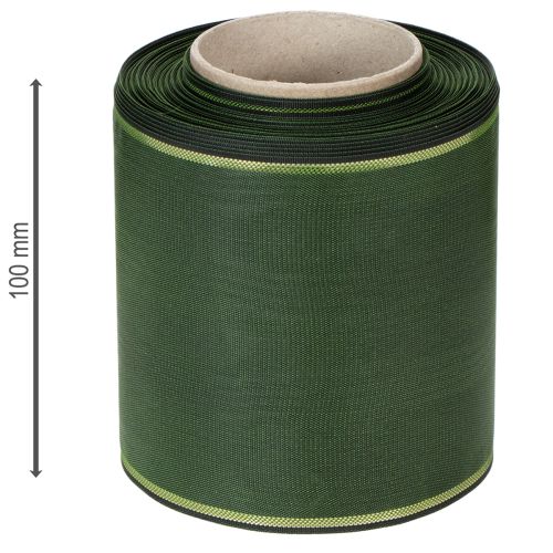 Prodotto Elegante nastro moiré verde per ghirlande con bordo dorato, 100 mm x 25 m, per composizioni floreali e decorazioni funebri.