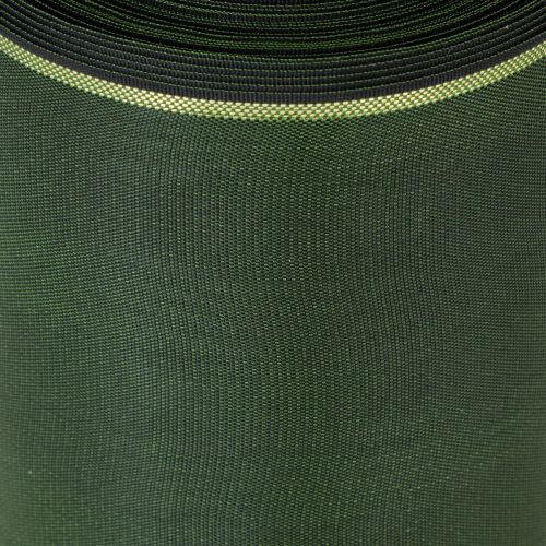 Prodotto Elegante nastro moiré verde per ghirlande con bordo dorato, 100 mm x 25 m, per composizioni floreali e decorazioni funebri.