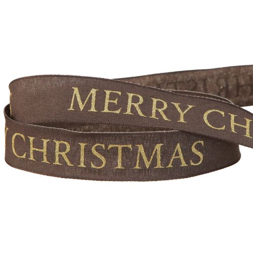 Prodotto Elegante nastro natalizio in colore testa di moro con scritta dorata &#39;Buon Natale&#39;, larghezza 25mm, lunghezza 15m