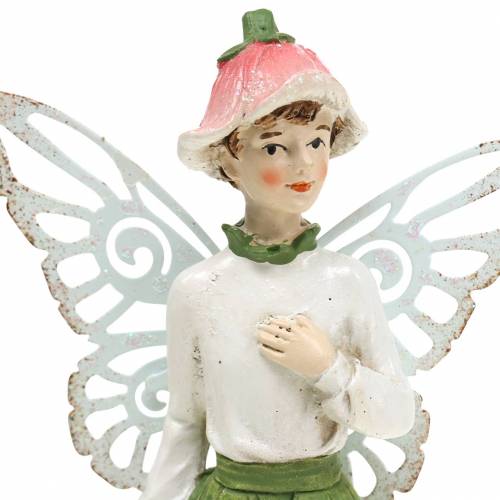 Floristik24 Figura decorativa elfo coppia elfo bianco, rosa, verde H20cm 2 pezzi