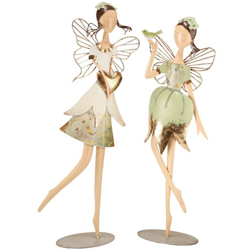 Floristik24 Elfi in metallo decorazione cuore uccello H55cm/60cm 2pz