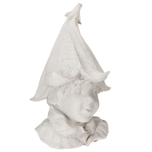 Statuetta decorativa a forma di testa di gnomo per eleganti accenti da giardino e soggiorno, grigia, 30 cm