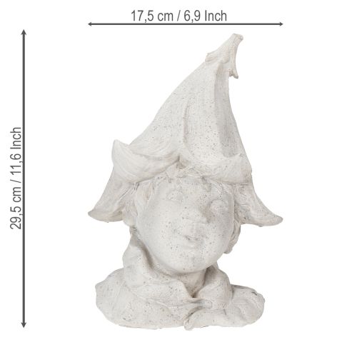 Prodotto Statuetta decorativa a forma di testa di gnomo per eleganti accenti da giardino e soggiorno, grigia, 30 cm