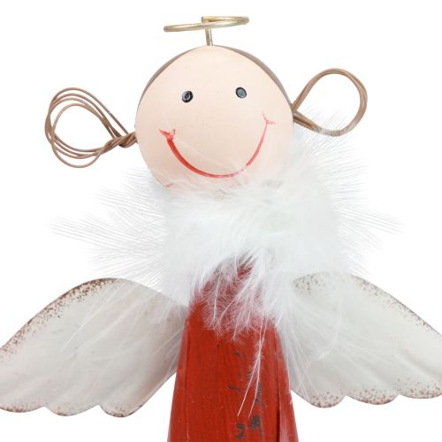 Prodotto Angelo decorativo da tavolo in metallo decorazione natalizia rossa 10,5×4,5×20 cm