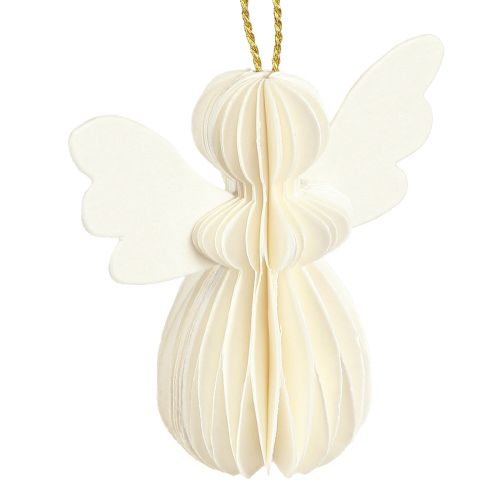 Prodotto Ciondolo angelo in carta a nido d&#39;ape decorazione natalizia bianca 6 cm 6 pz