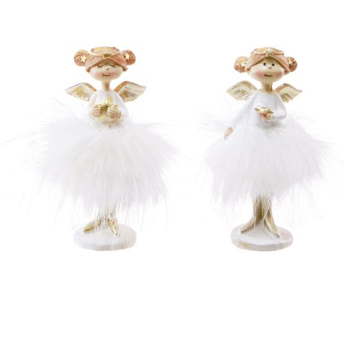 Floristik24 Figure natalizie decorative di angeli in oro bianco H10,5 cm 2 pezzi