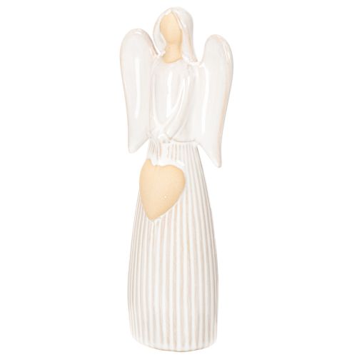 Statuetta di angelo con decorazione a cuore, color bianco crema, 23 cm | Floristik24.it