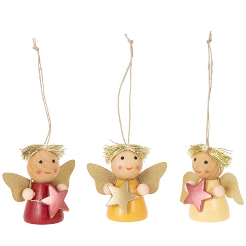 Ciondolo decorativo a forma di angelo con stella, 5 cm, 9 pezzi