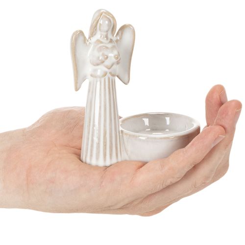 Decorazione a forma di angelo in ciotola con piccola figura e portacandele rotondo da 10 cm, 3 pezzi | Floristik24.it