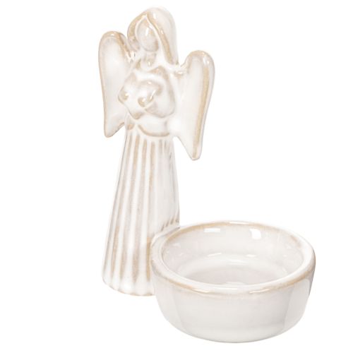 Decorazione a forma di angelo in ciotola con piccola figura e portacandele rotondo da 10 cm, 3 pezzi | Floristik24.it
