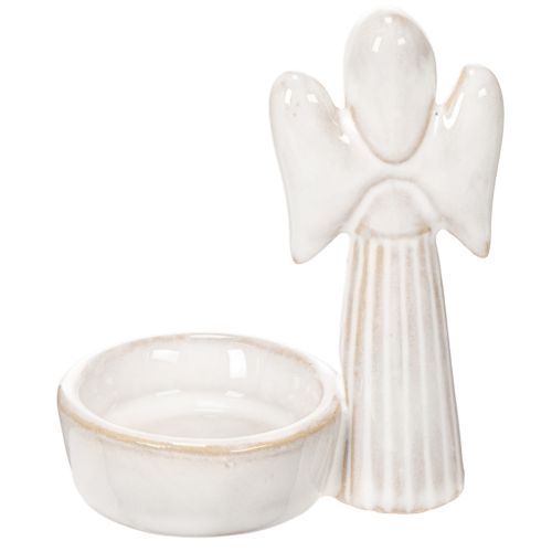 Decorazione a forma di angelo in ciotola con piccola figura e portacandele rotondo da 10 cm, 3 pezzi | Floristik24.it