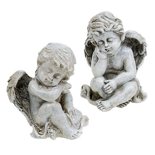 Prodotto Angelo seduto grigio 11 cm 4 pz