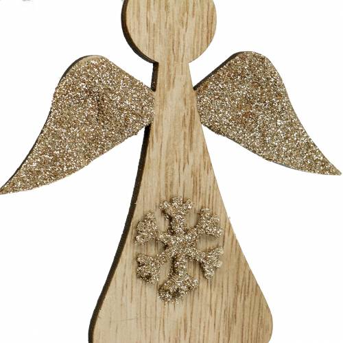 Prodotto Appendino decorativo angelo in legno glitter 10cm 12 pezzi