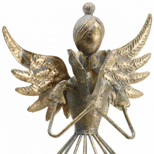 Floristik24 Angelo decorativo in metallo oro antico Ø9.2 H22cm