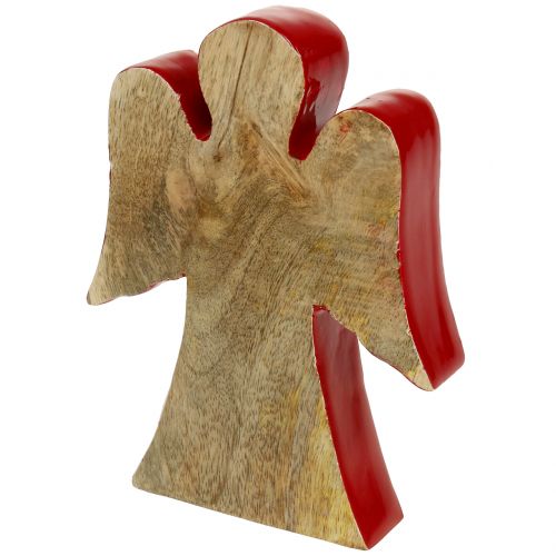 Floristik24 Figura di angelo decorazione legno rosso, natura 15cm