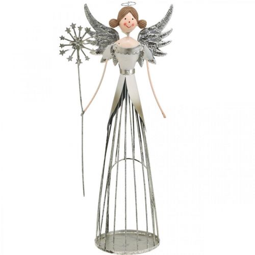 Figurina di angelo in metallo, lanterna natalizia H31.5cm