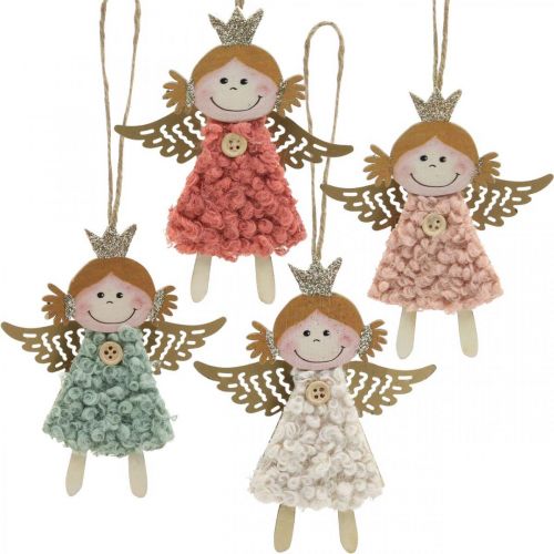 Angeli da appendere, addobbi natalizi, addobbi per albero di natale rosa/rosa/blu/bianco H12cm set da 4