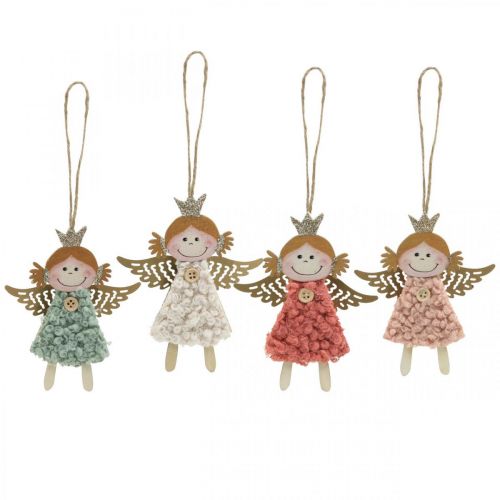 Floristik24 Angeli da appendere, addobbi natalizi, addobbi per albero di natale rosa/rosa/blu/bianco H12cm set da 4