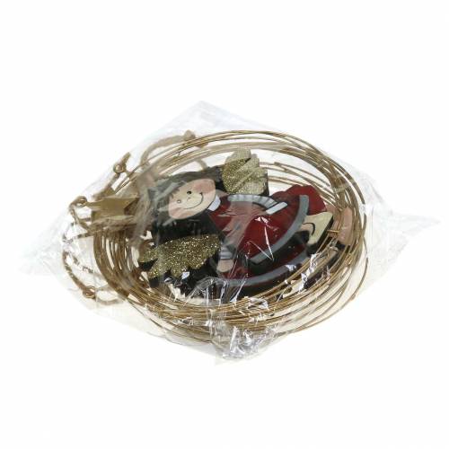 Floristik24 Angelo in un anello decorativo da appendere legno, metallo Ø14cm 6 pezzi