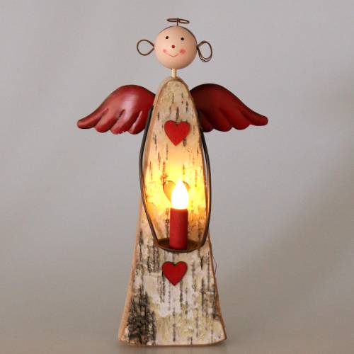 Floristik24 Angelo in legno con candela LED H30cm