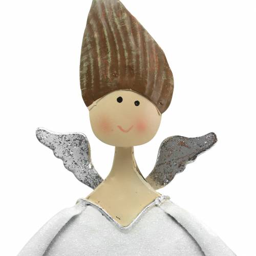 Floristik24 Trio di angeli decorativi in metallo bianco, glitter Ø10 / 11,5 / 7 cm H28,5 / 18 / 21 cm 3 pezzi