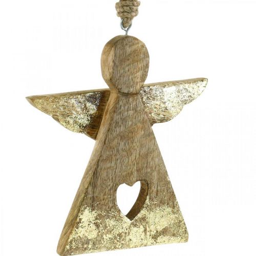 Prodotto Figura deco angelo in legno di mango da appendere 13 × H13,5 cm 2 pezzi