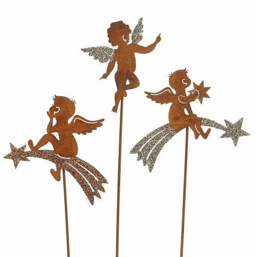 Floristik24 Spina decorativa angelo in acciaio inossidabile metallo glitterato H24-25cm 12 pezzi