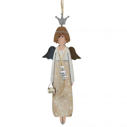Floristik24 Angel nature, argento da appendere 20 cm 6 pezzi
