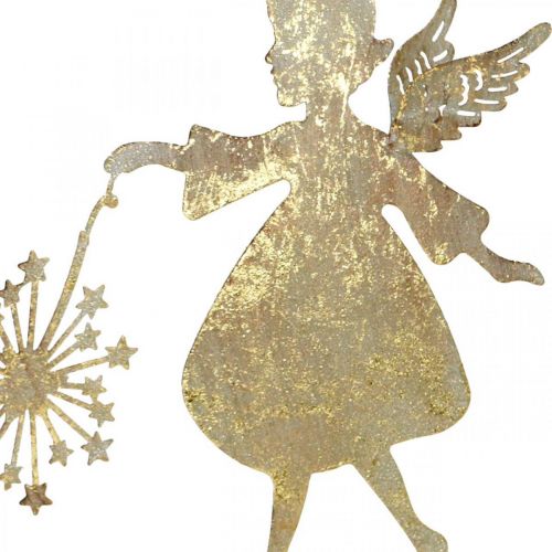 Floristik24 Angelo con dente di leone, decorazione in metallo per Natale, figura decorativa Avvento aspetto antico dorato H27.5cm