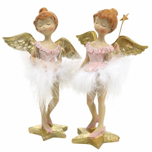 Floristik24 Angelo ballerina deco rosa, dorato Ø11,5 H15cm 2 pezzi