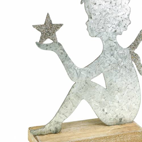 Floristik24 Angelo glitter argento 18 cm x 17,5 cm