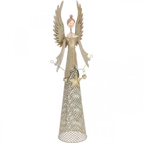 Floristik24 Figura di angelo decorativo con ghirlanda di Natale in metallo 13 × 8,5 cm H40 cm