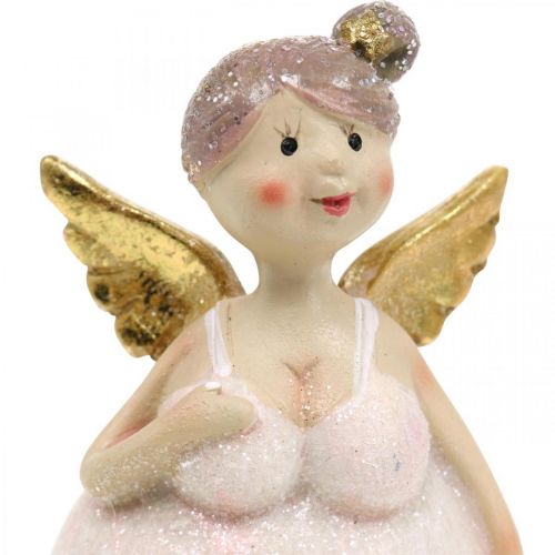 Floristik24 Decorazione da tavola angelo rosa decorazione figura Natale 4,5 × 3,5 × 9,5 cm 4 pezzi