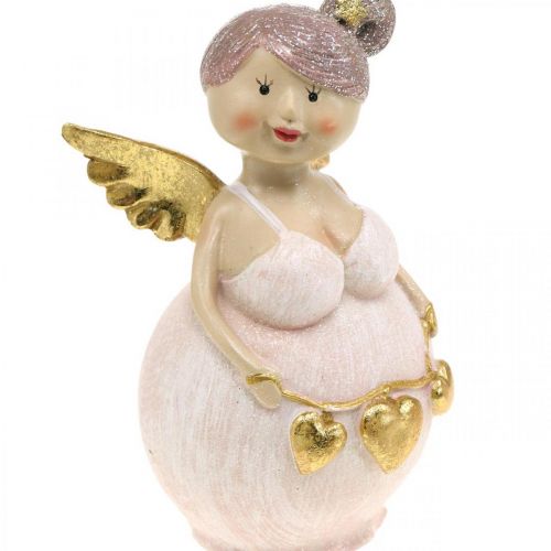 Floristik24 Angelo rosa con decorazione a cuore figura Natale 9 × 8 × 19,5 cm 2 pezzi