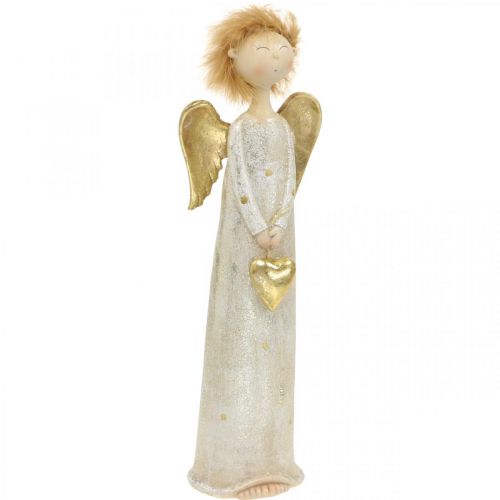 Floristik24 Figura decorativa angelo con cuore oro Angelo di Natale 11,5 × 7,5 × 37 cm