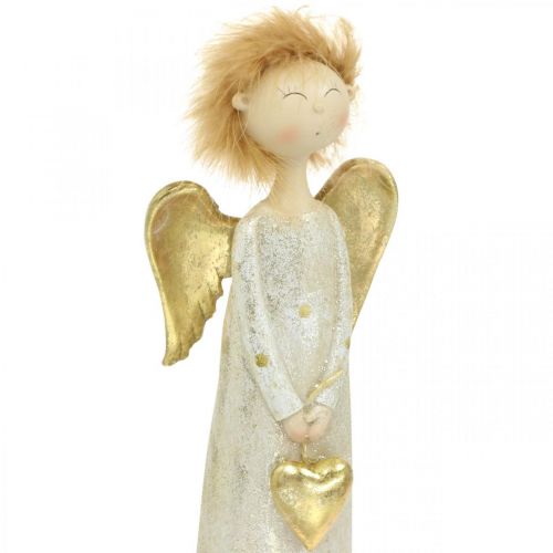 Floristik24 Figura decorativa angelo con cuore oro Angelo di Natale 11,5 × 7,5 × 37 cm