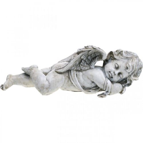 Decorazione tomba angelo addormentato tomba angelo grigio polyresin 39×14x13cm