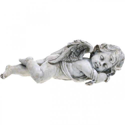 Floristik24 Decorazione tomba angelo addormentato tomba angelo grigio polyresin 39×14x13cm