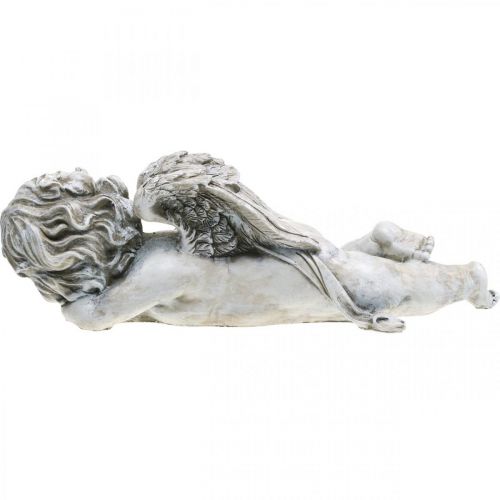 Floristik24 Decorazione tomba angelo addormentato tomba angelo grigio polyresin 39×14x13cm