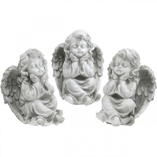 Floristik24 Figura di angelo piccola decorazione tomba figura da giardino grigia H9 cm 3 pz