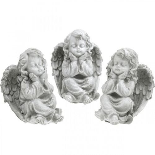 Floristik24 Angelo figura piccola tomba decorazione figura giardino grigio H9cm 3pz