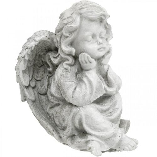 Floristik24 Figura di angelo piccola decorazione tomba figura da giardino grigia H9 cm 3 pz