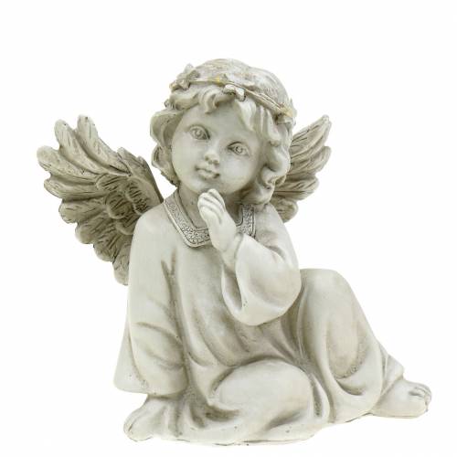 Floristik24 Angelo decorativo seduto con luce LED 14 cm x 8,5 cm