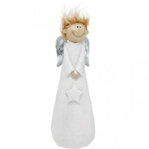 Floristik24 Figura decorativa di angelo Natale con stella bianca 10 × 8 × 28,5 cm