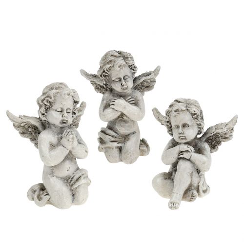 Floristik24 Figure di angeli grigie 9 cm 3 pz