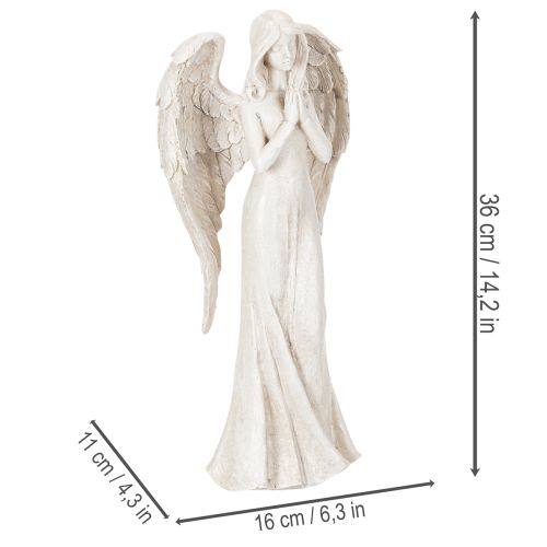 Statuetta di angelo in piedi in preghiera, decorativa, 36 cm | Floristik24.it