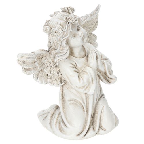 Statuetta di angelo in preghiera, decorazione tombale, seduto, 13 cm, 2 pezzi