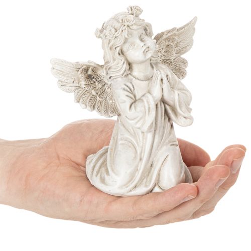 Statuetta di angelo in preghiera, decorazione tombale, seduto, 13 cm, 2 pezzi | Floristik24.it